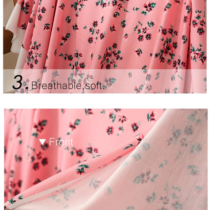 140x50/200cm Small Floral Print Ribbed Stretch Knit Fabric For Sewing Clothes，Bedding, Dress Handmade DIY Fabric TJ1593