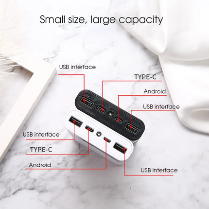 kebidumei Dual USB Micro USB Type C Power Bank Shell 5V DIY 4/6*18650 Case Battery Charge Storage Box Without Battery