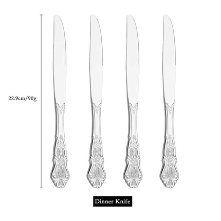 Royal Flatware Cutlery Set Silver Stainless Steel Dinnerware Western KnifeTea Spoon Fork Silverware Tableware Kitchen Set
