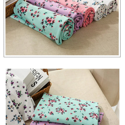 140x50/200cm Small Floral Print Ribbed Stretch Knit Fabric For Sewing Clothes，Bedding, Dress Handmade DIY Fabric TJ1593