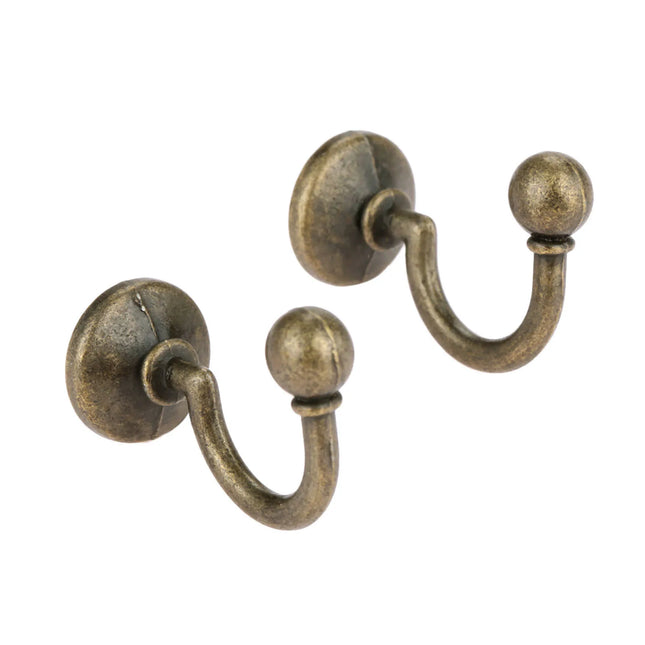2pcs 32*23mm Antique Bronze Hooks Alloy Wall Hanger Hat Coat Robe Hooks Bathroom Kitchen Hooks Hanger Furniture Hardware