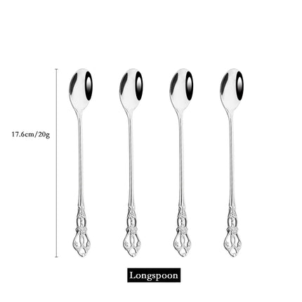 Royal Flatware Cutlery Set Silver Stainless Steel Dinnerware Western KnifeTea Spoon Fork Silverware Tableware Kitchen Set