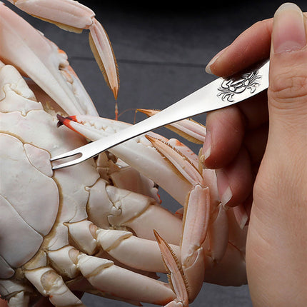 6Pcs Stainless Steel Crab Forks Set Crab Pliers Shellfish Fruit Forks Lobster Clamp Pliers Clip Kitchen Gadgets Seafood Tools
