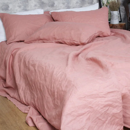 Pure Organic Flax Linen Bedding Set, Including Duvet Cover and 2 Pillow Cover, Bed Linens, Button Or Zipper Quilt Cover King