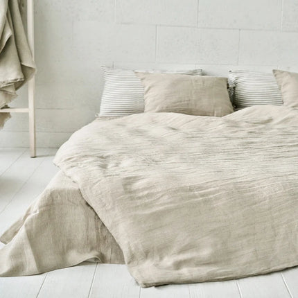 Pure Organic Flax Linen Bedding Set, Including Duvet Cover and 2 Pillow Cover, Bed Linens, Button Or Zipper Quilt Cover King