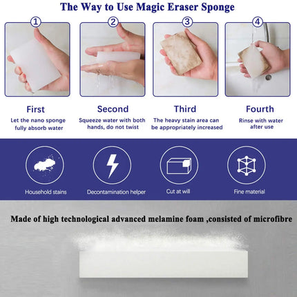 100*60*20mm Car Kitchen Shoes Cleaner Melamine Sponge Nano Dishwashing Magic Sponge Eraser for Bathroom Kitchen Office Cleaning