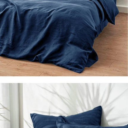Pure Organic Flax Linen Bedding Set, Including Duvet Cover and 2 Pillow Cover, Bed Linens, Button Or Zipper Quilt Cover King