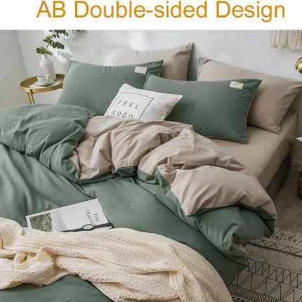 Home Textile Solid Color Duvet Cover Pillow Case Bed Sheet AB Side Quilt Cover Boy Kid Teen Girl Bedding Linens Set King Queen