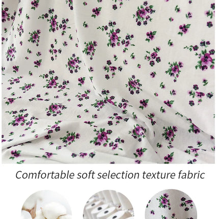 140x50/200cm Small Floral Print Ribbed Stretch Knit Fabric For Sewing Clothes，Bedding, Dress Handmade DIY Fabric TJ1593