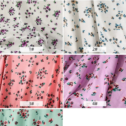 140x50/200cm Small Floral Print Ribbed Stretch Knit Fabric For Sewing Clothes，Bedding, Dress Handmade DIY Fabric TJ1593