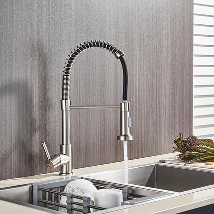 Nekjcag Matte Black Kitchen Sink Faucet 360 Degree Rotation Spring Hot and Cold Water MixerTap Deck Mounted Kitchen Crane