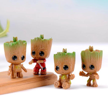 4pcs Marvel Guardians of the Galaxy Tiny Groot Figure Set