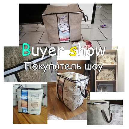 2023 new Non-woven Portable Clothes Storage Bag Organizer 45.5*51*29cm Folding Closet Organizer For Pillow Quilt Blanket Bedding