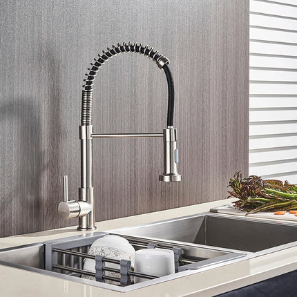 Nekjcag Matte Black Kitchen Sink Faucet 360 Degree Rotation Spring Hot and Cold Water MixerTap Deck Mounted Kitchen Crane