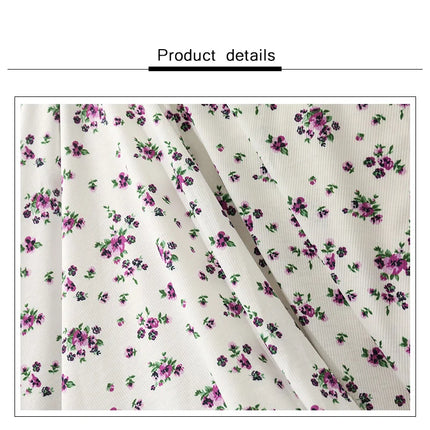 140x50/200cm Small Floral Print Ribbed Stretch Knit Fabric For Sewing Clothes，Bedding, Dress Handmade DIY Fabric TJ1593
