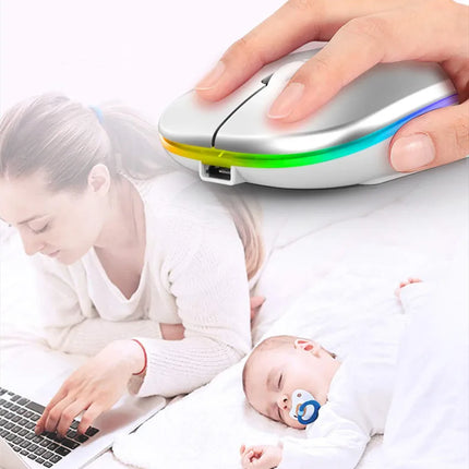 Wireless Mouse Rechargeable Silent LED Backlit Mice PC Laptop Computer Mous 2.4Ghz Receiver Bluetooth Dual Mode Optical Mice