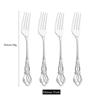 Royal Flatware Cutlery Set Silver Stainless Steel Dinnerware Western KnifeTea Spoon Fork Silverware Tableware Kitchen Set