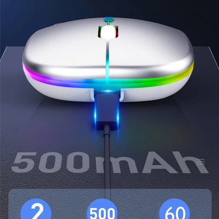 Wireless Mouse Rechargeable Silent LED Backlit Mice PC Laptop Computer Mous 2.4Ghz Receiver Bluetooth Dual Mode Optical Mice