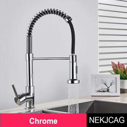 Nekjcag Matte Black Kitchen Sink Faucet 360 Degree Rotation Spring Hot and Cold Water MixerTap Deck Mounted Kitchen Crane