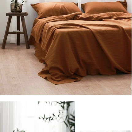 Pure Organic Flax Linen Bedding Set, Including Duvet Cover and 2 Pillow Cover, Bed Linens, Button Or Zipper Quilt Cover King