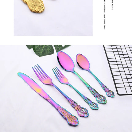 Royal Flatware Cutlery Set Silver Stainless Steel Dinnerware Western KnifeTea Spoon Fork Silverware Tableware Kitchen Set