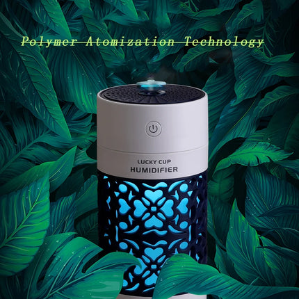 saengQ 250ml Air Humidifier with LED Night Lamp Mini Fan Aroma Essential Oil Diffuser USB Fogger Mist Maker for Home Office Car