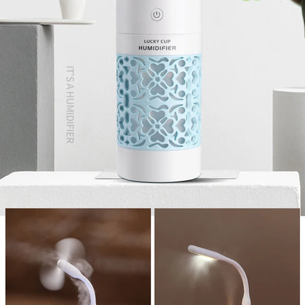 saengQ 250ml Air Humidifier with LED Night Lamp Mini Fan Aroma Essential Oil Diffuser USB Fogger Mist Maker for Home Office Car