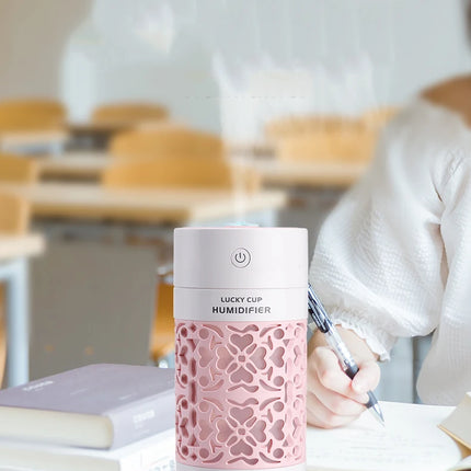 saengQ 250ml Air Humidifier with LED Night Lamp Mini Fan Aroma Essential Oil Diffuser USB Fogger Mist Maker for Home Office Car