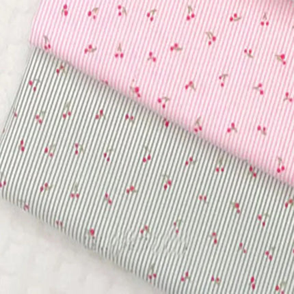 Graceful Pink Green Stripe Fruit  Series Apple Banana Printed Cotton Fabric 50x160cm For DIY Sewing Bedding Quilting Cloth Decor