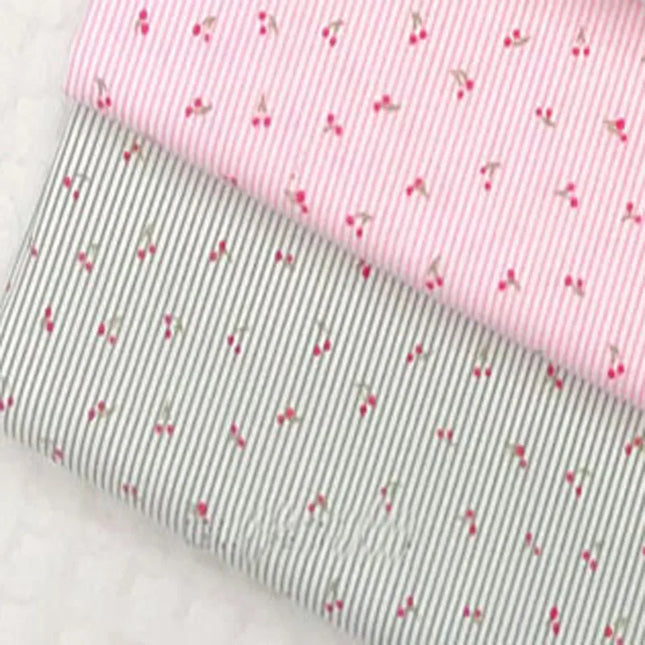 Graceful Pink Green Stripe Fruit  Series Apple Banana Printed Cotton Fabric 50x160cm For DIY Sewing Bedding Quilting Cloth Decor