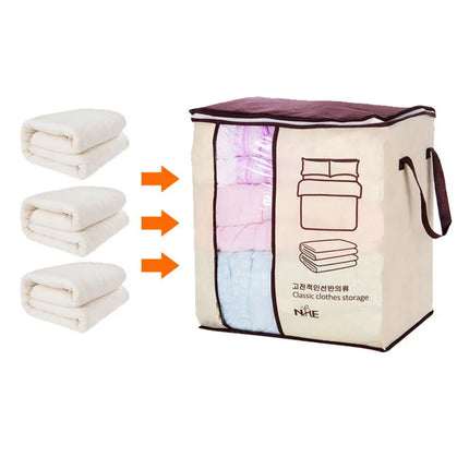 2023 new Non-woven Portable Clothes Storage Bag Organizer 45.5*51*29cm Folding Closet Organizer For Pillow Quilt Blanket Bedding