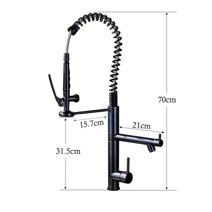 Deck Mounted Spring Pull Down Kitchen Faucet Swivel Handheld Sprayer Dual Spout Mixer Tap Kitchen Mixer Crane Cold Hot Water Tap