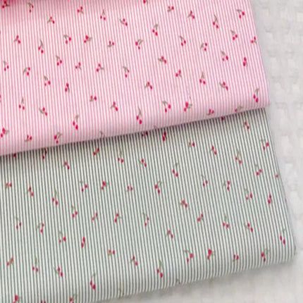 Graceful Pink Green Stripe Fruit  Series Apple Banana Printed Cotton Fabric 50x160cm For DIY Sewing Bedding Quilting Cloth Decor