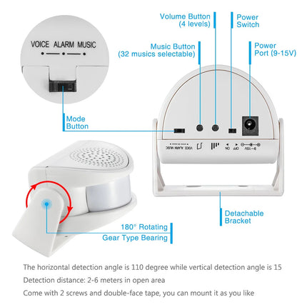 Wireless Welcome Chime Alarm Door Bell