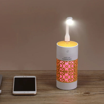 saengQ 250ml Air Humidifier with LED Night Lamp Mini Fan Aroma Essential Oil Diffuser USB Fogger Mist Maker for Home Office Car