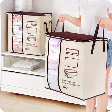 2023 new Non-woven Portable Clothes Storage Bag Organizer 45.5*51*29cm Folding Closet Organizer For Pillow Quilt Blanket Bedding