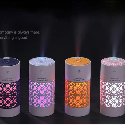 saengQ 250ml Air Humidifier with LED Night Lamp Mini Fan Aroma Essential Oil Diffuser USB Fogger Mist Maker for Home Office Car