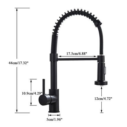 Nekjcag Matte Black Kitchen Sink Faucet 360 Degree Rotation Spring Hot and Cold Water MixerTap Deck Mounted Kitchen Crane