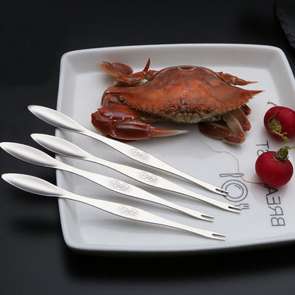 6Pcs Stainless Steel Crab Forks Set Crab Pliers Shellfish Fruit Forks Lobster Clamp Pliers Clip Kitchen Gadgets Seafood Tools