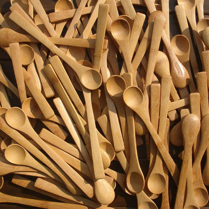 10Pcs/Set Wooden Honey Spoon Ecofriendly Household Tableware Bamboo Kitchen Condiment Scoop Coffee Spoon Dessert Spoon Teaspoon
