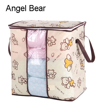 2023 new Non-woven Portable Clothes Storage Bag Organizer 45.5*51*29cm Folding Closet Organizer For Pillow Quilt Blanket Bedding