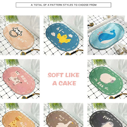 Cartoon Animals Bath Mats Soft Cute Rugs Home Entrance Doormats Bedroom Carpets Bathroom Door Mat Absorbent Non-Slip Foot Pad