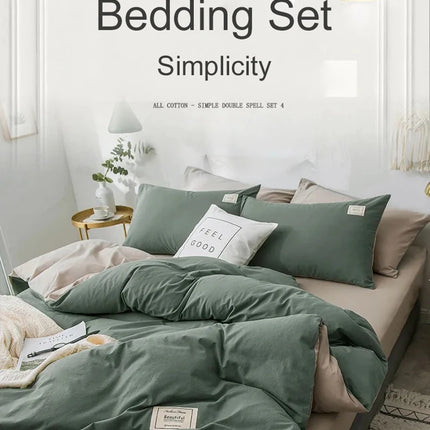 Home Textile Solid Color Duvet Cover Pillow Case Bed Sheet AB Side Quilt Cover Boy Kid Teen Girl Bedding Linens Set King Queen