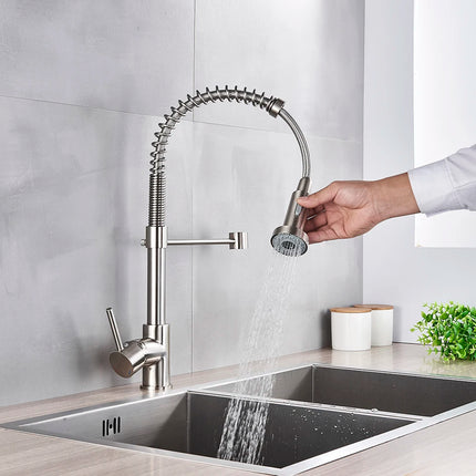 Nekjcag Matte Black Kitchen Sink Faucet 360 Degree Rotation Spring Hot and Cold Water MixerTap Deck Mounted Kitchen Crane