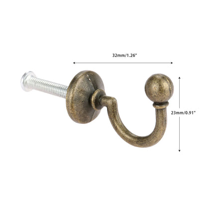 2pcs 32*23mm Antique Bronze Hooks Alloy Wall Hanger Hat Coat Robe Hooks Bathroom Kitchen Hooks Hanger Furniture Hardware