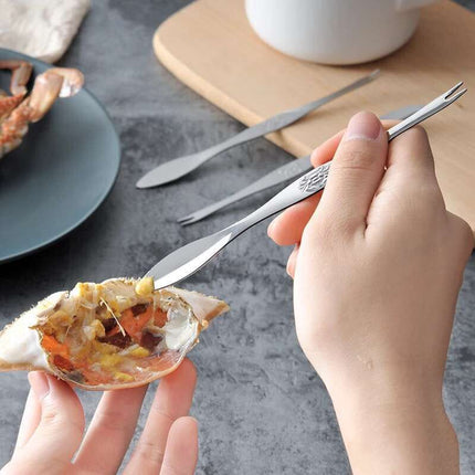 6Pcs Stainless Steel Crab Forks Set Crab Pliers Shellfish Fruit Forks Lobster Clamp Pliers Clip Kitchen Gadgets Seafood Tools