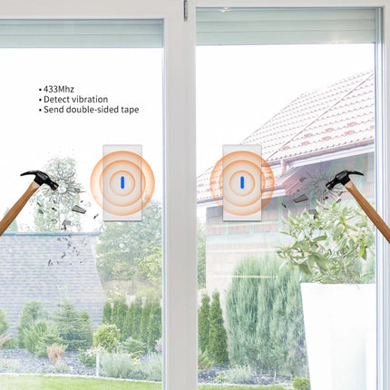 433MHz Wireless Glass Break Vibration Sensor Door Window Alarm
