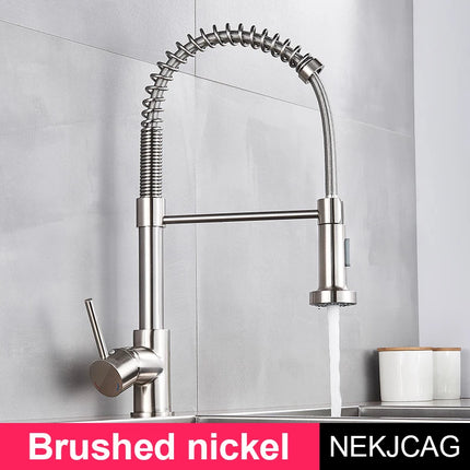Nekjcag Matte Black Kitchen Sink Faucet 360 Degree Rotation Spring Hot and Cold Water MixerTap Deck Mounted Kitchen Crane