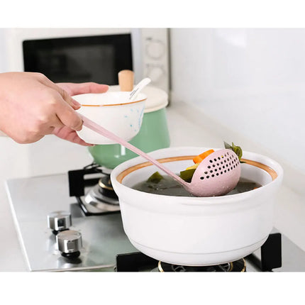 Silicone world 2 in 1 Soup Spoon Long Handle Kitchen Home Strainer Cooking Colander Kitchen Scoop Plastic Tableware Colander