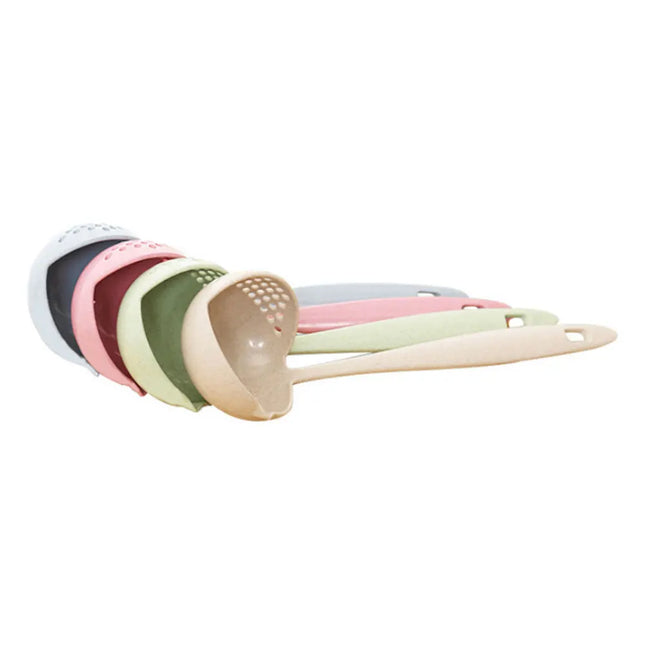 Silicone world 2 in 1 Soup Spoon Long Handle Kitchen Home Strainer Cooking Colander Kitchen Scoop Plastic Tableware Colander